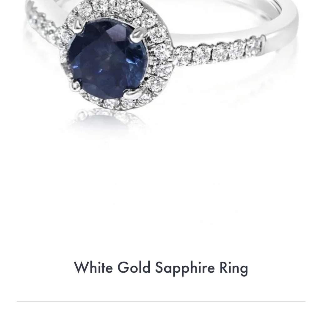 Sapphire halo sterling ring - Picture 3 of 3